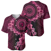 Vanuatu Baseball Jersey Hibisus Polynesian Pattern Pink - Polynesian Pride