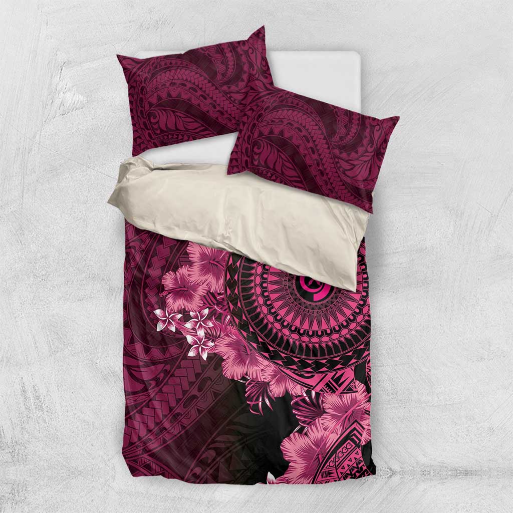 Vanuatu Bedding Set Hibisus Polynesian Pattern Pink LT14 US Twin 172cm x 218cm Pink - Polynesian Pride