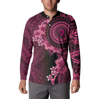 Vanuatu Button Sweatshirt Hibisus Polynesian Pattern Pink - Polynesian Pride