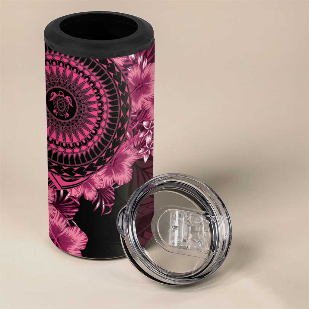 Vanuatu 4 in 1 Can Cooler Tumbler Hibisus Polynesian Pattern Pink - Polynesian Pride