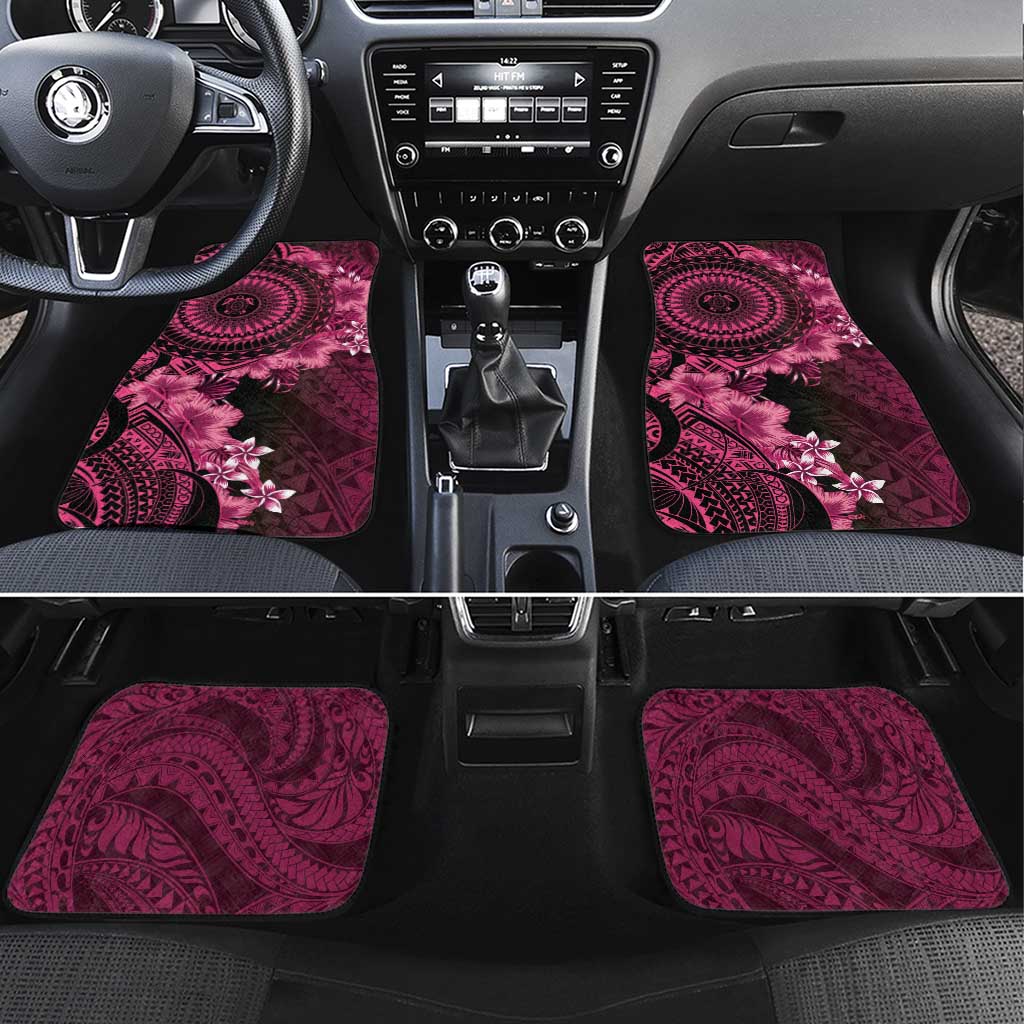 Vanuatu Car Mats Hibisus Polynesian Pattern Pink - Polynesian Pride