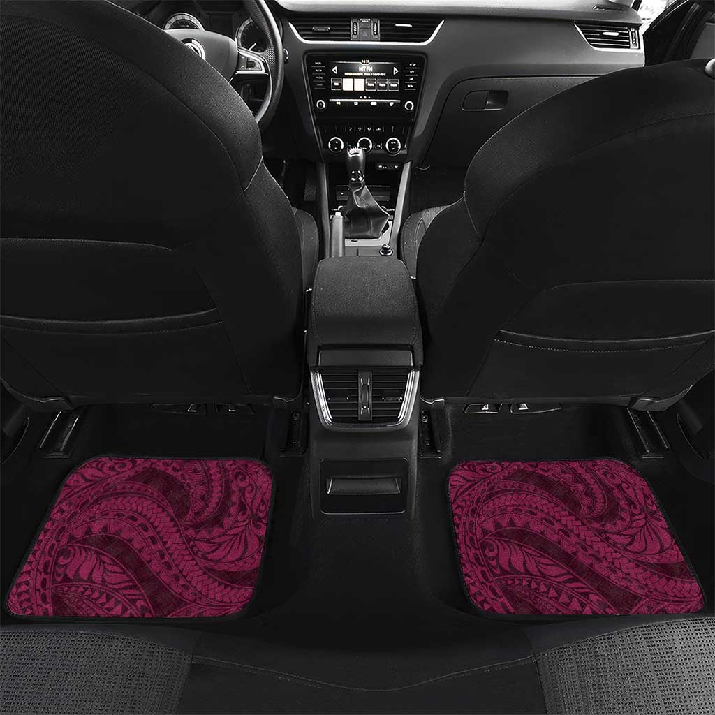 Vanuatu Car Mats Hibisus Polynesian Pattern Pink LT14 Set 2pcs - Back Pink - Polynesian Pride