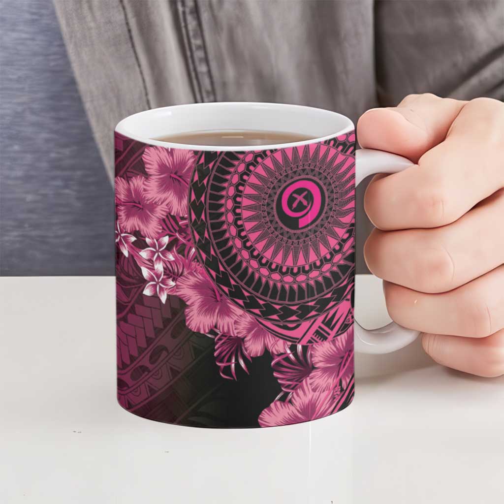 Vanuatu Ceramic Mug Hibisus Polynesian Pattern Pink - Polynesian Pride