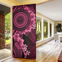 Vanuatu Door Cover Hibisus Polynesian Pattern Pink - Polynesian Pride