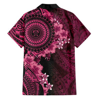 Vanuatu Family Matching Long Sleeve Bodycon Dress and Hawaiian Shirt Hibisus Polynesian Pattern Pink - Polynesian Pride