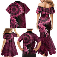 Vanuatu Family Matching Mermaid Dress and Hawaiian Shirt Hibisus Polynesian Pattern Pink - Polynesian Pride