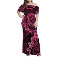 Vanuatu Family Matching Off Shoulder Maxi Dress and Hawaiian Shirt Hibisus Polynesian Pattern Pink - Polynesian Pride