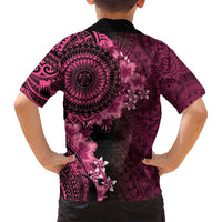 Vanuatu Family Matching Tank Maxi Dress and Hawaiian Shirt Hibisus Polynesian Pattern Pink - Polynesian Pride