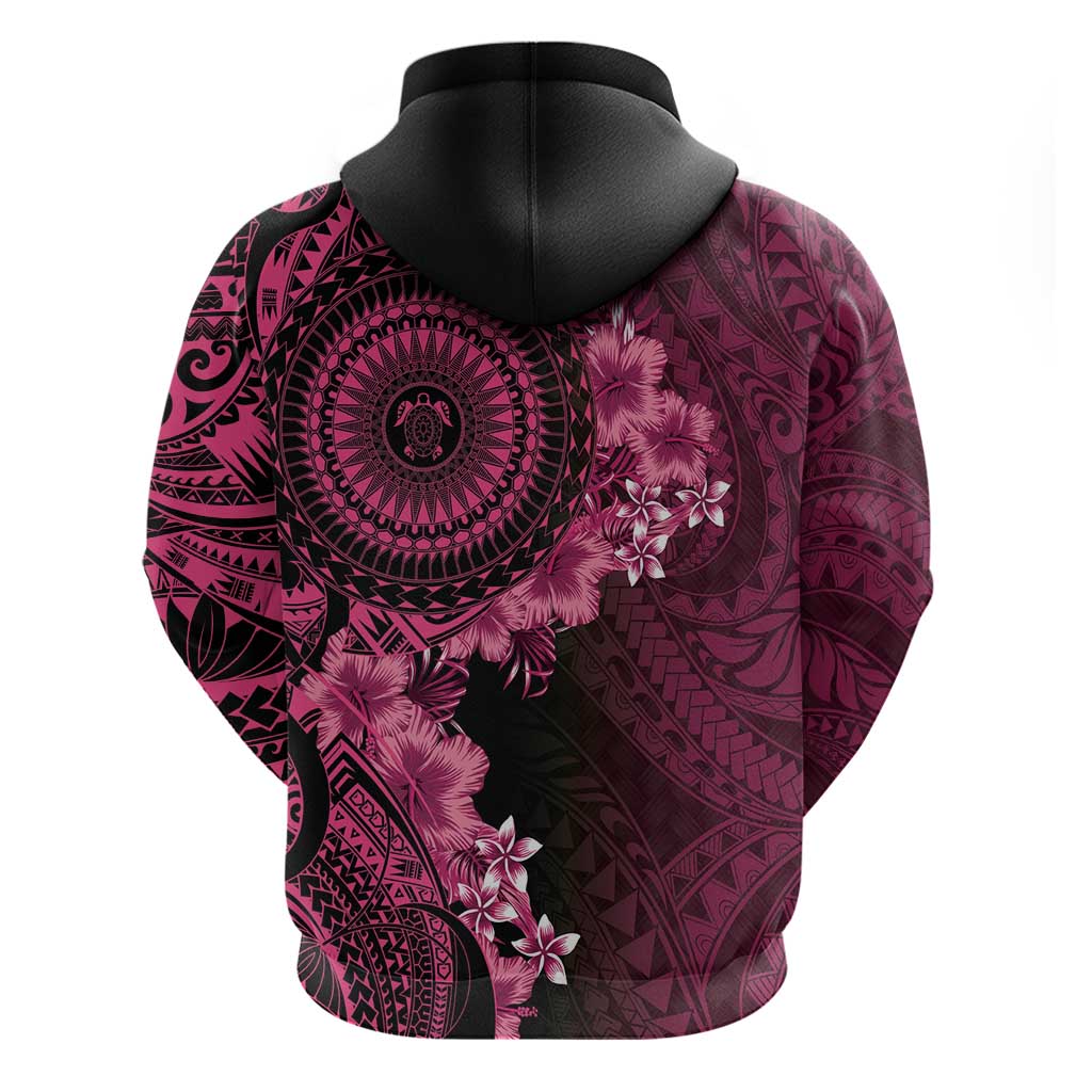 Vanuatu Hoodie Hibisus Polynesian Pattern Pink - Polynesian Pride