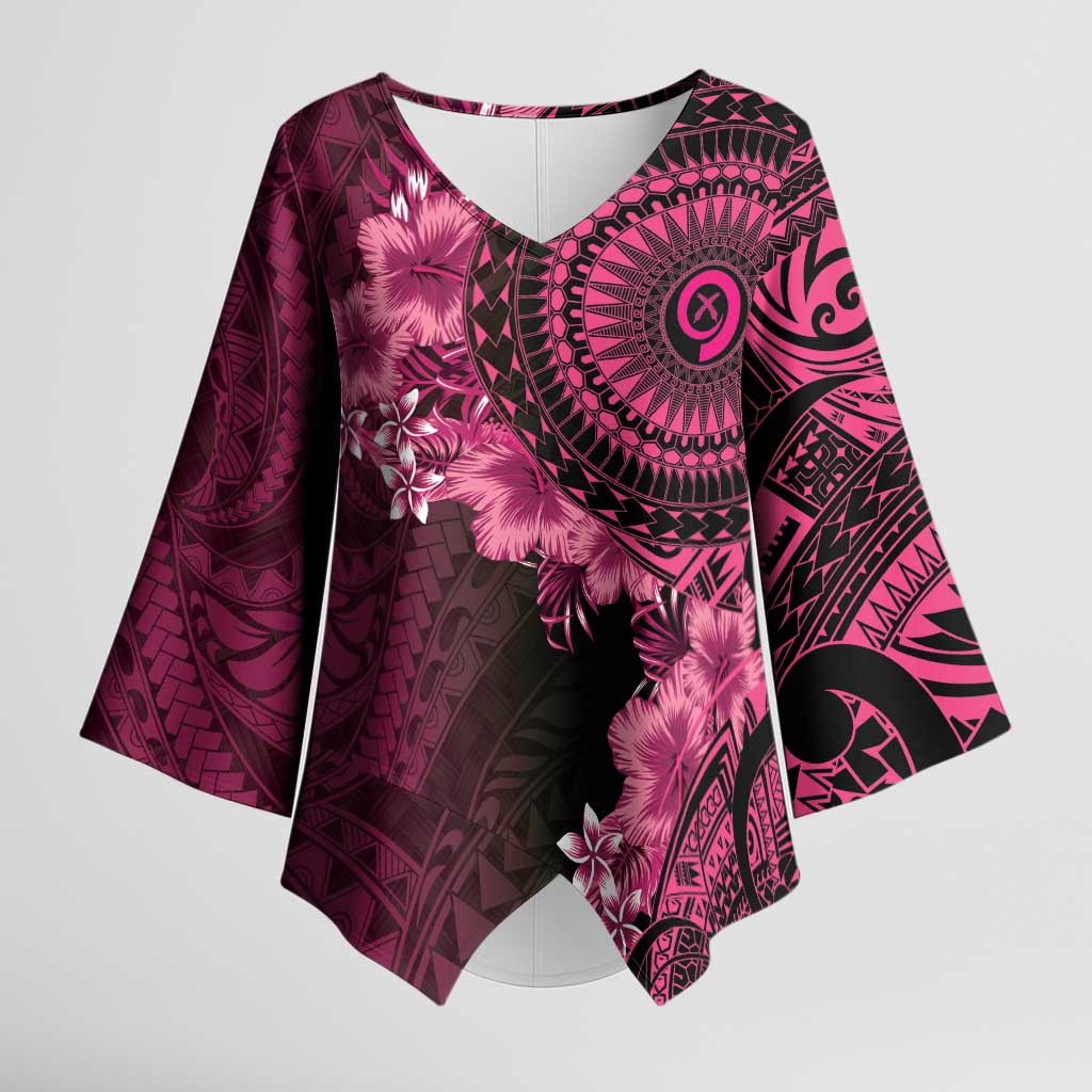 Vanuatu Kimono Sleeve Blouse Hibisus Polynesian Pattern Pink - Polynesian Pride