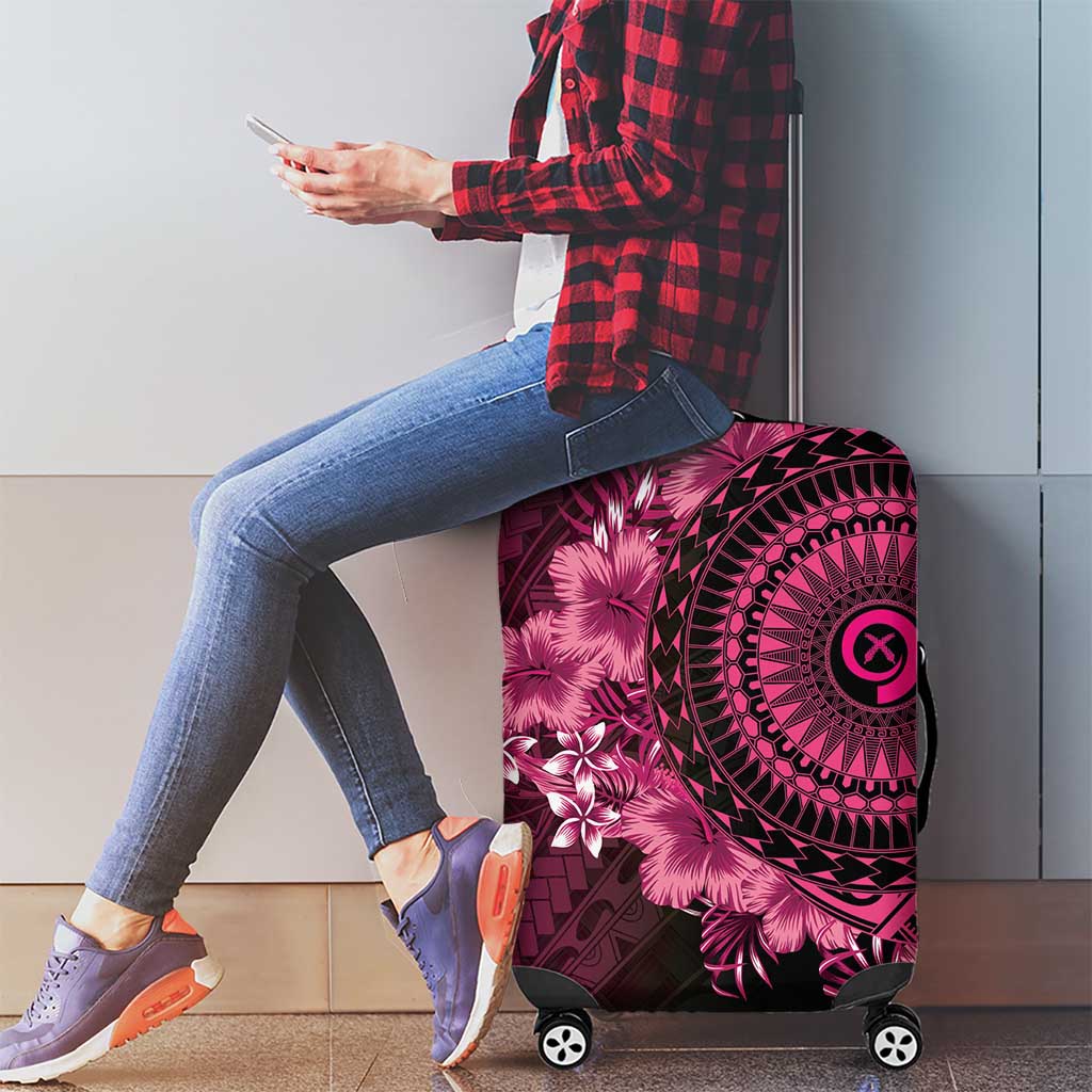 Vanuatu Luggage Cover Hibisus Polynesian Pattern Pink - Polynesian Pride