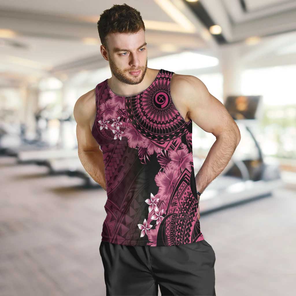 Vanuatu Men Tank Top Hibisus Polynesian Pattern Pink - Polynesian Pride