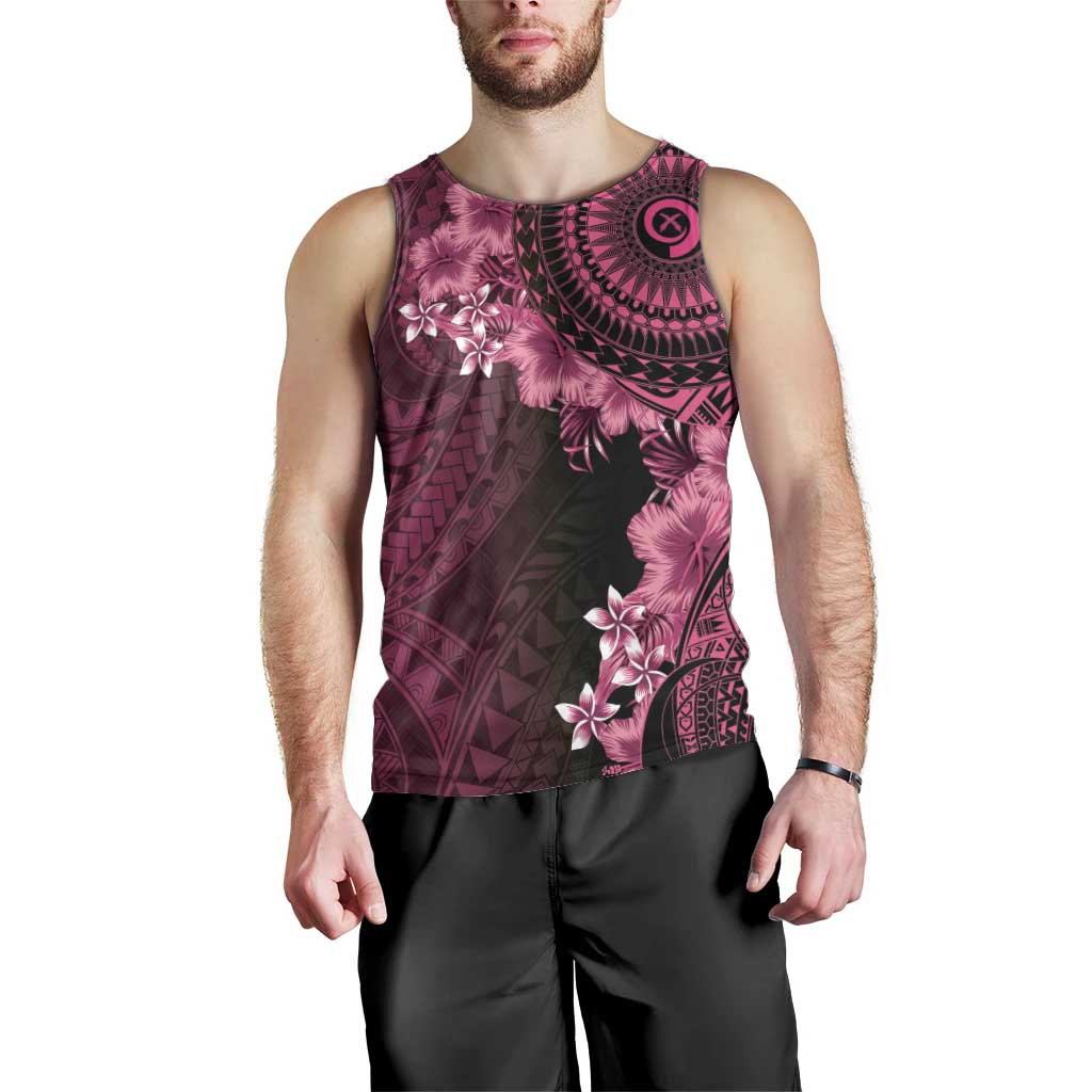 Vanuatu Men Tank Top Hibisus Polynesian Pattern Pink - Polynesian Pride