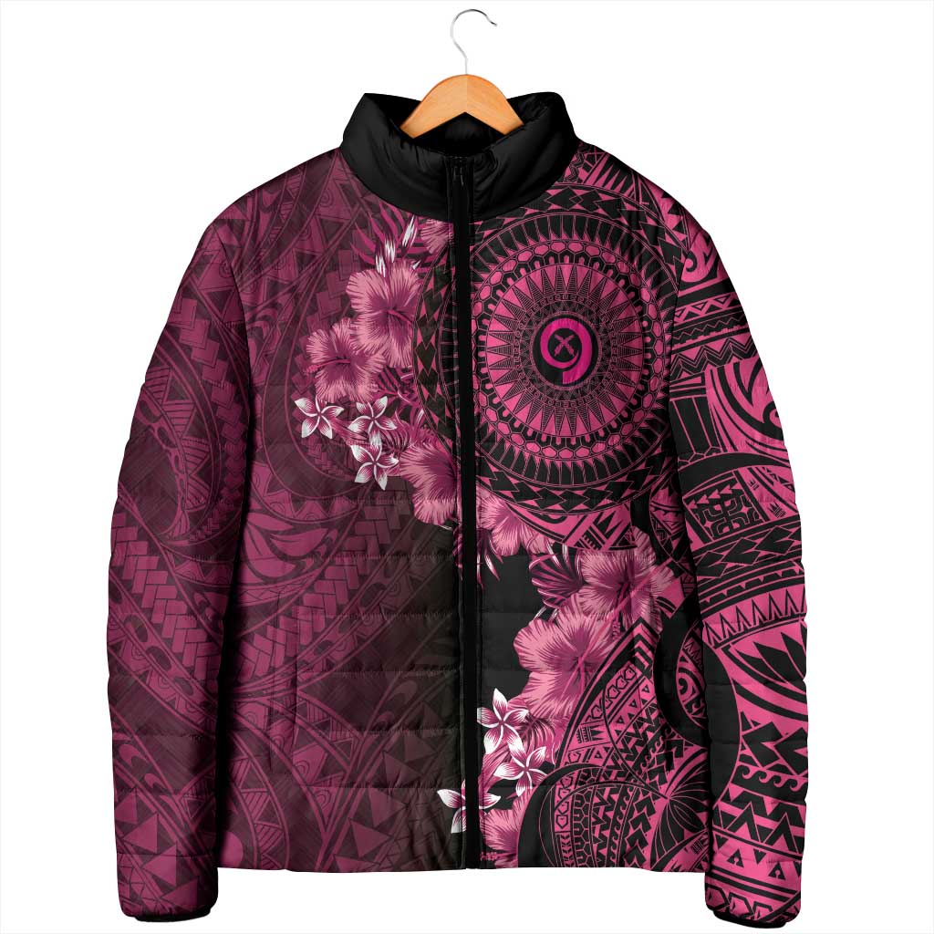 Vanuatu Padded Jacket Hibisus Polynesian Pattern Pink - Polynesian Pride