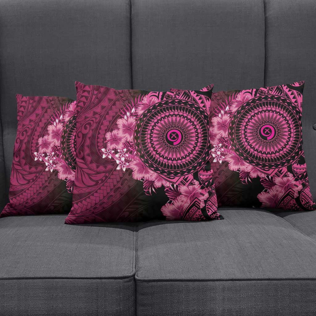 Vanuatu Pillow Cover Hibisus Polynesian Pattern Pink - Polynesian Pride