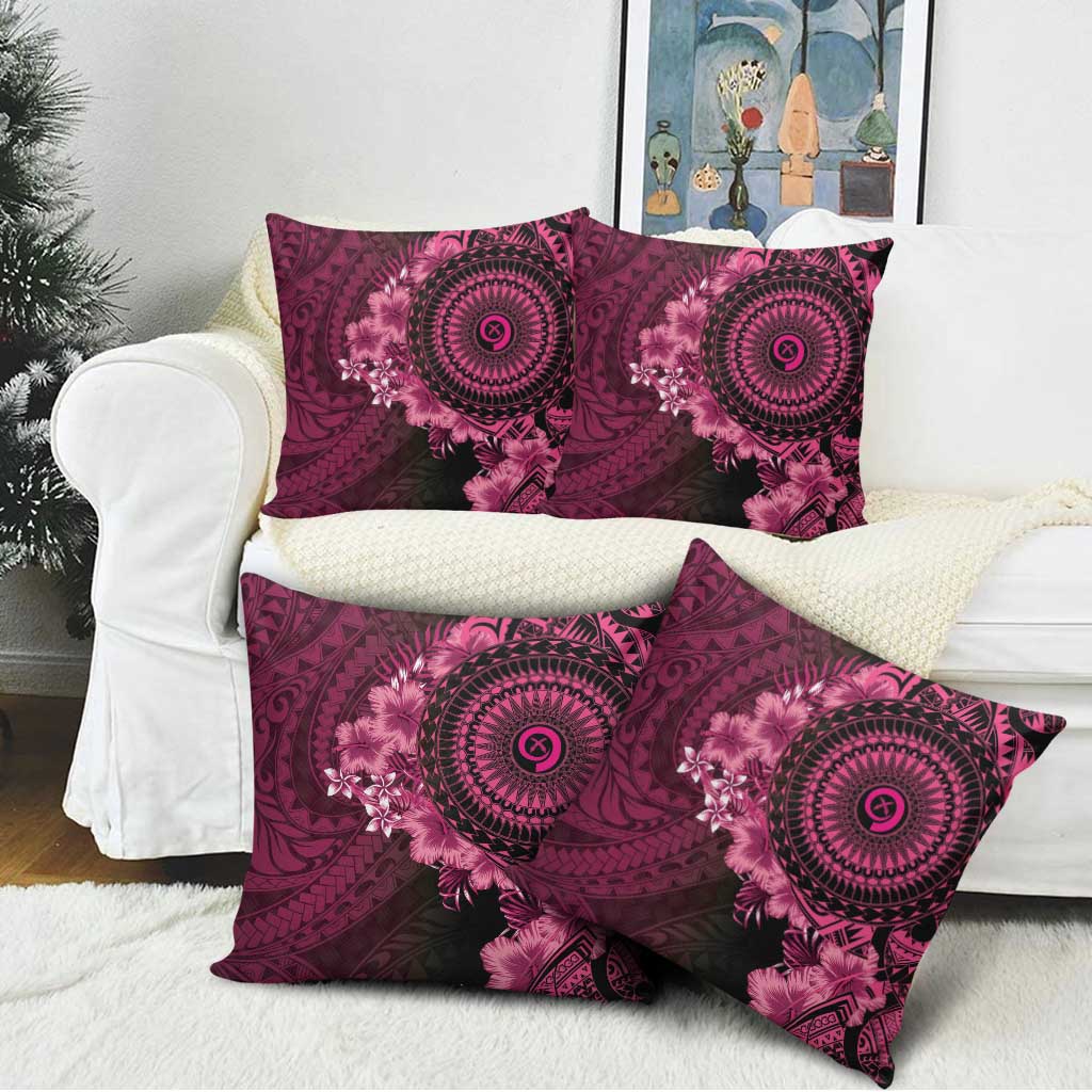 Vanuatu Pillow Cover Hibisus Polynesian Pattern Pink - Polynesian Pride