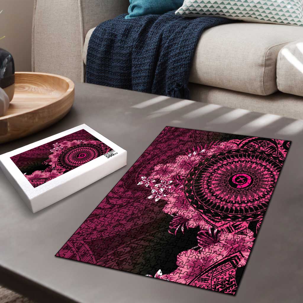 Vanuatu Puzzle Hibisus Polynesian Pattern Pink - Polynesian Pride