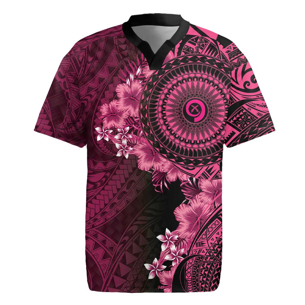 Vanuatu Rugby Jersey Hibisus Polynesian Pattern Pink - Polynesian Pride