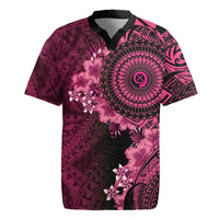 Vanuatu Rugby Jersey Hibisus Polynesian Pattern Pink - Polynesian Pride