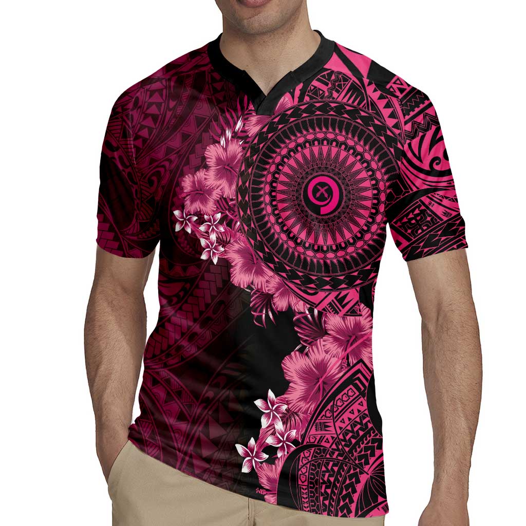 Vanuatu Rugby Jersey Hibisus Polynesian Pattern Pink - Polynesian Pride