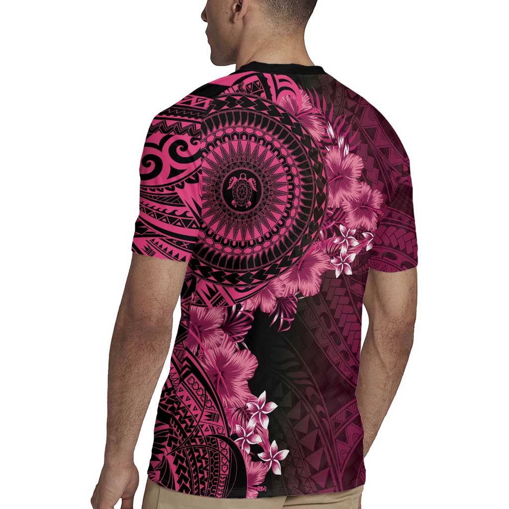 Vanuatu Rugby Jersey Hibisus Polynesian Pattern Pink - Polynesian Pride