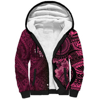 Vanuatu Sherpa Hoodie Hibisus Polynesian Pattern Pink LT14 Unisex Pink - Polynesian Pride
