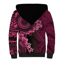 Vanuatu Sherpa Hoodie Hibisus Polynesian Pattern Pink LT14 - Polynesian Pride