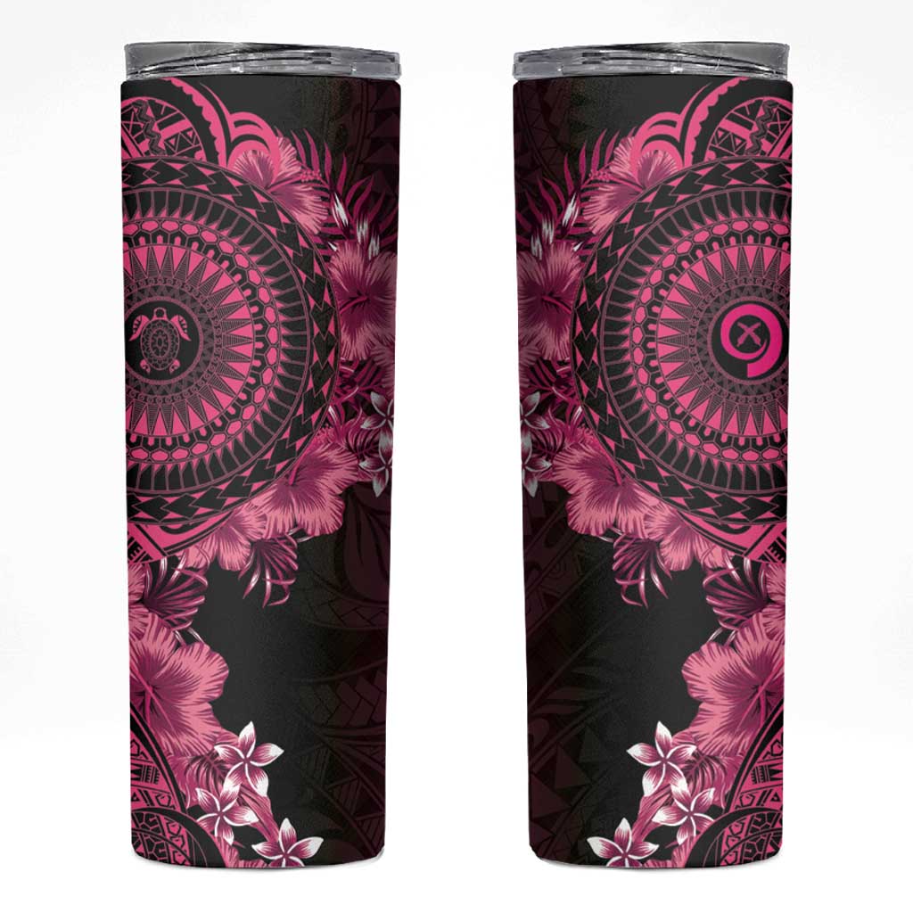 Vanuatu Skinny Tumbler Hibisus Polynesian Pattern Pink - Polynesian Pride