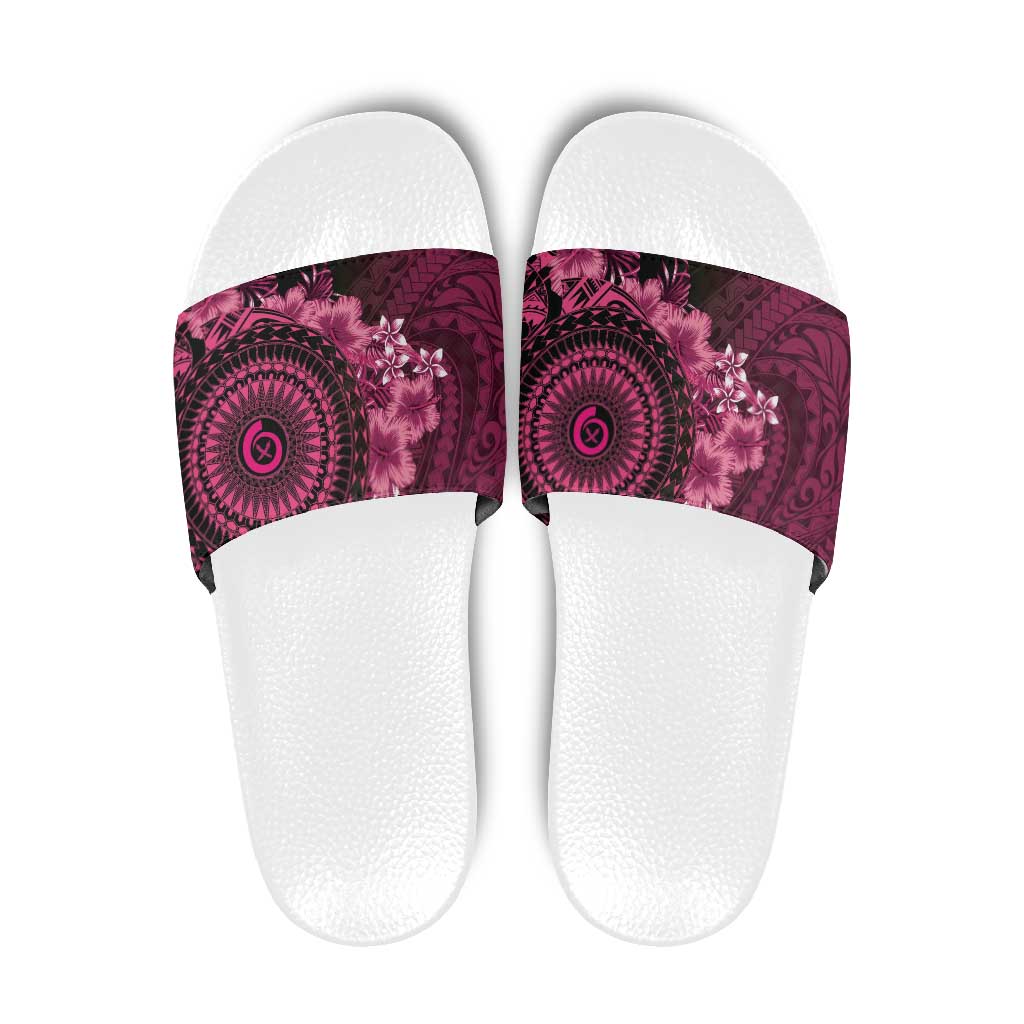 Vanuatu Slide Sandals Hibisus Polynesian Pattern Pink LT14 Pink - Polynesian Pride