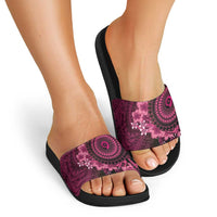 Vanuatu Slide Sandals Hibisus Polynesian Pattern Pink LT14 - Polynesian Pride