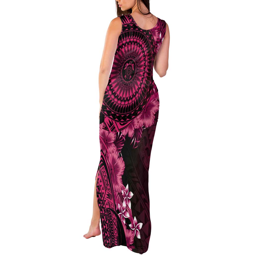 Vanuatu Tank Maxi Dress Hibisus Polynesian Pattern Pink - Polynesian Pride