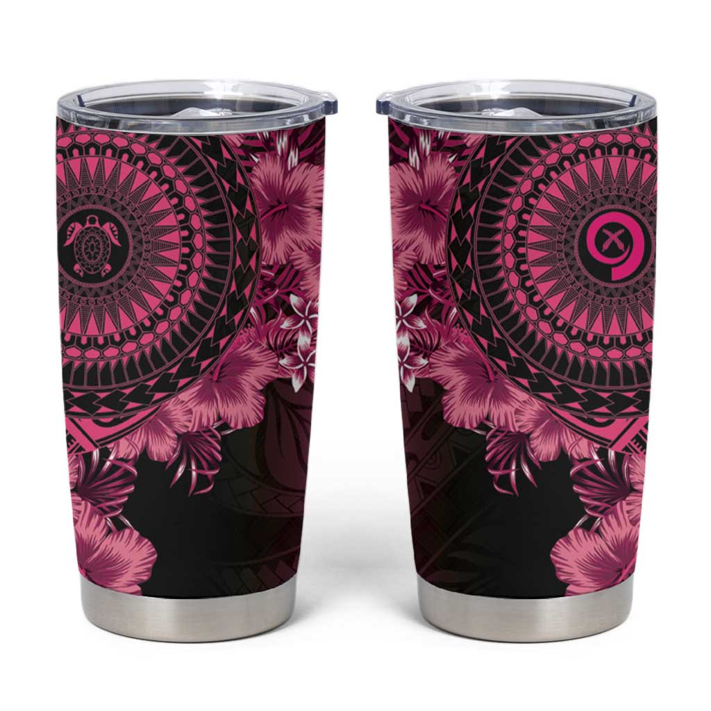 Vanuatu Tumbler Cup Hibisus Polynesian Pattern Pink - Polynesian Pride