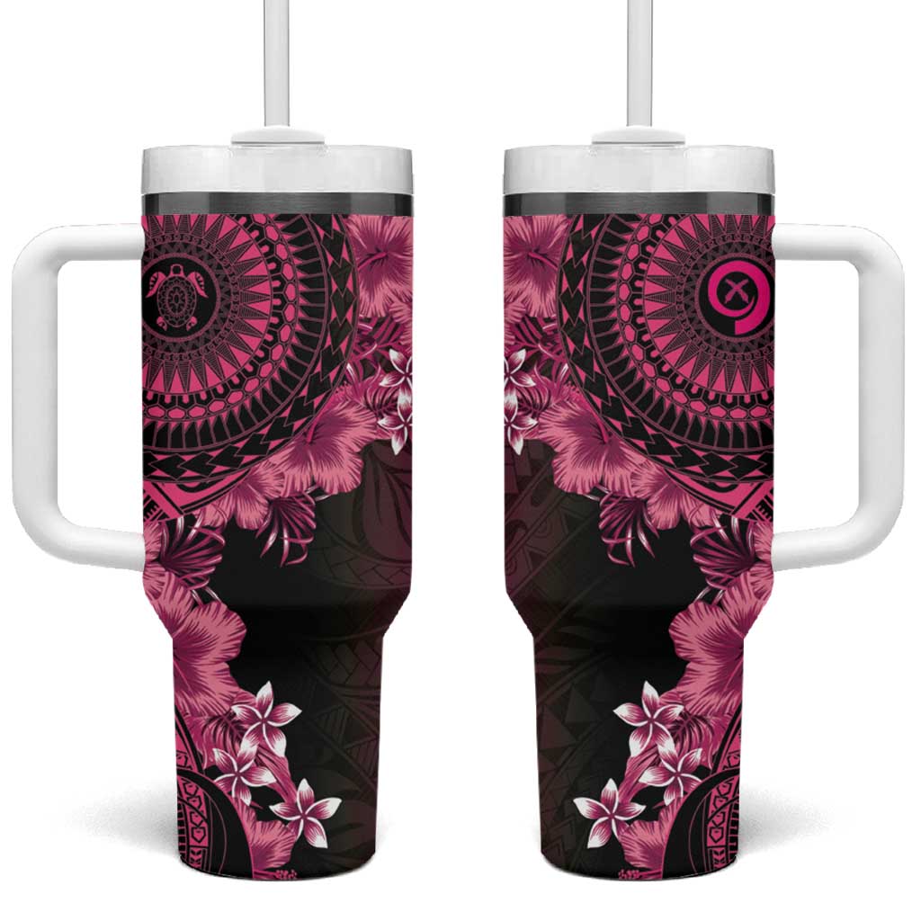 Vanuatu Tumbler With Handle Hibisus Polynesian Pattern Pink LT14 One Size: 40 oz Pink - Polynesian Pride