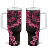 Vanuatu Tumbler With Handle Hibisus Polynesian Pattern Pink LT14 One Size: 40 oz Pink - Polynesian Pride