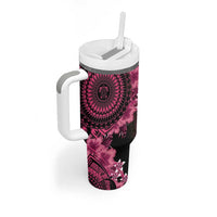 Vanuatu Tumbler With Handle Hibisus Polynesian Pattern Pink LT14 - Polynesian Pride