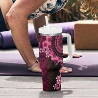 Vanuatu Tumbler With Handle Hibisus Polynesian Pattern Pink LT14 - Polynesian Pride