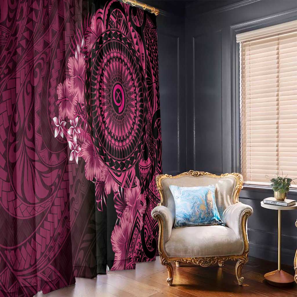 Vanuatu Window Curtain Hibisus Polynesian Pattern Pink LT14 - Polynesian Pride