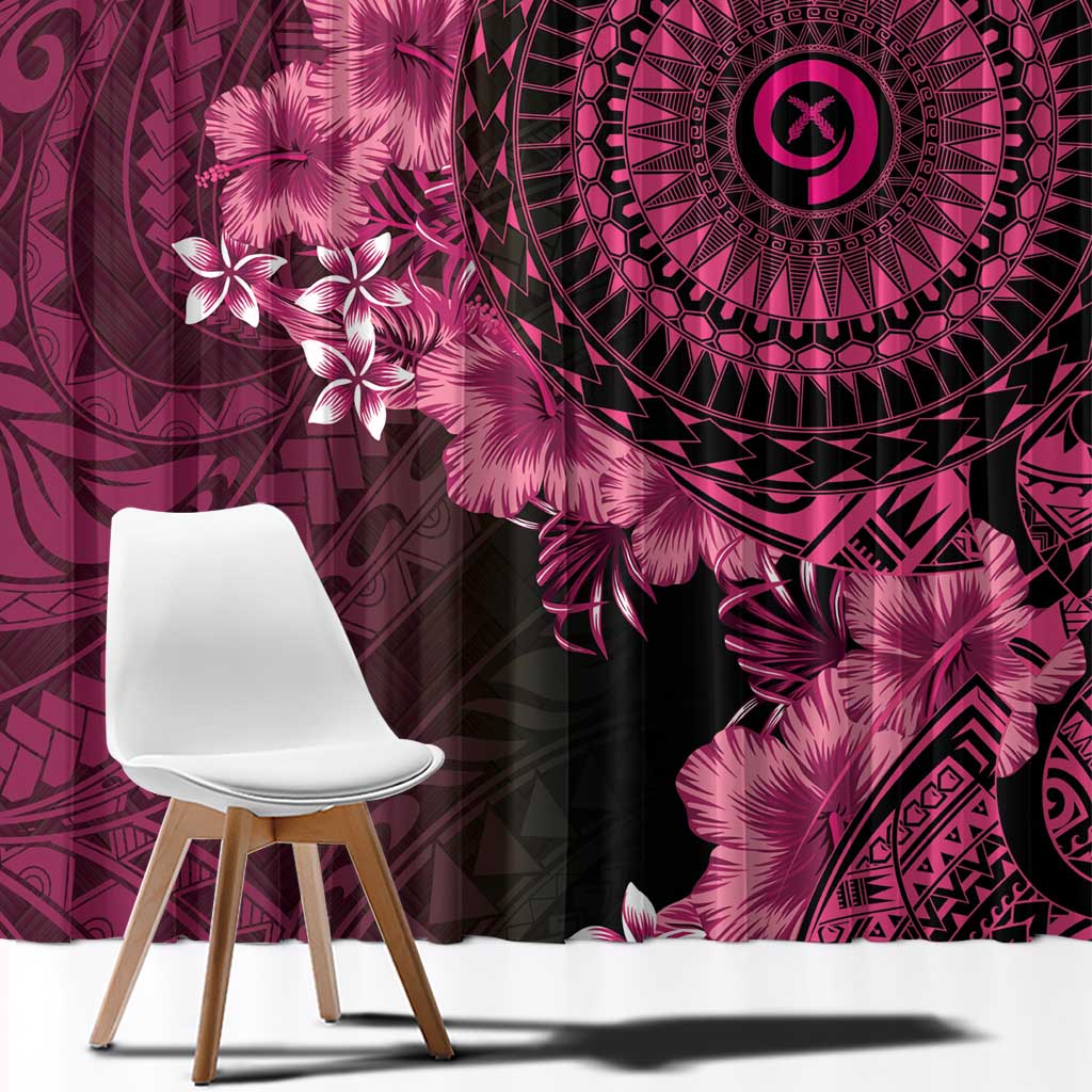 Vanuatu Window Curtain Hibisus Polynesian Pattern Pink LT14 - Polynesian Pride