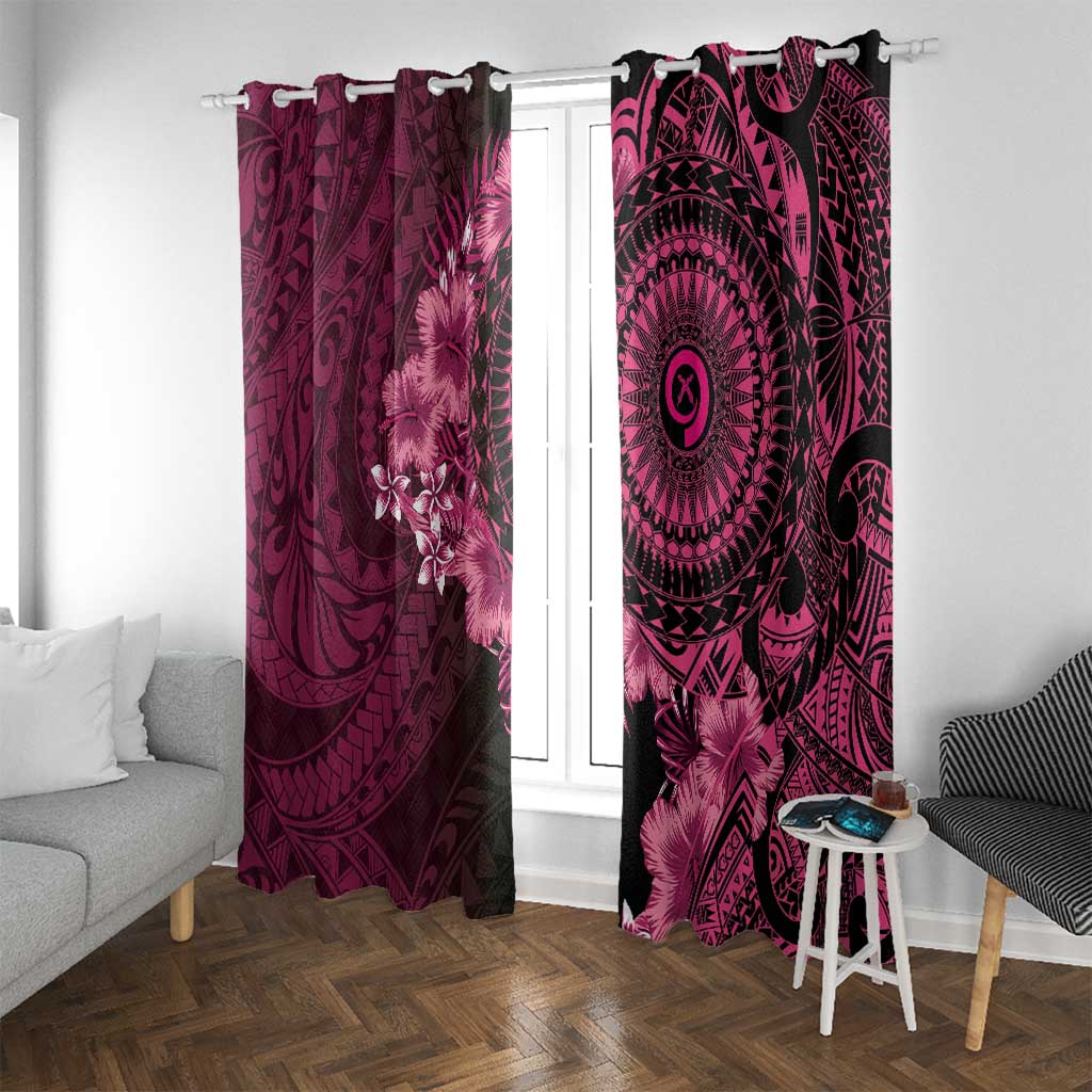 Vanuatu Window Curtain Hibisus Polynesian Pattern Pink LT14 With Grommets Pink - Polynesian Pride