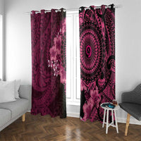 Vanuatu Window Curtain Hibisus Polynesian Pattern Pink LT14 With Grommets Pink - Polynesian Pride