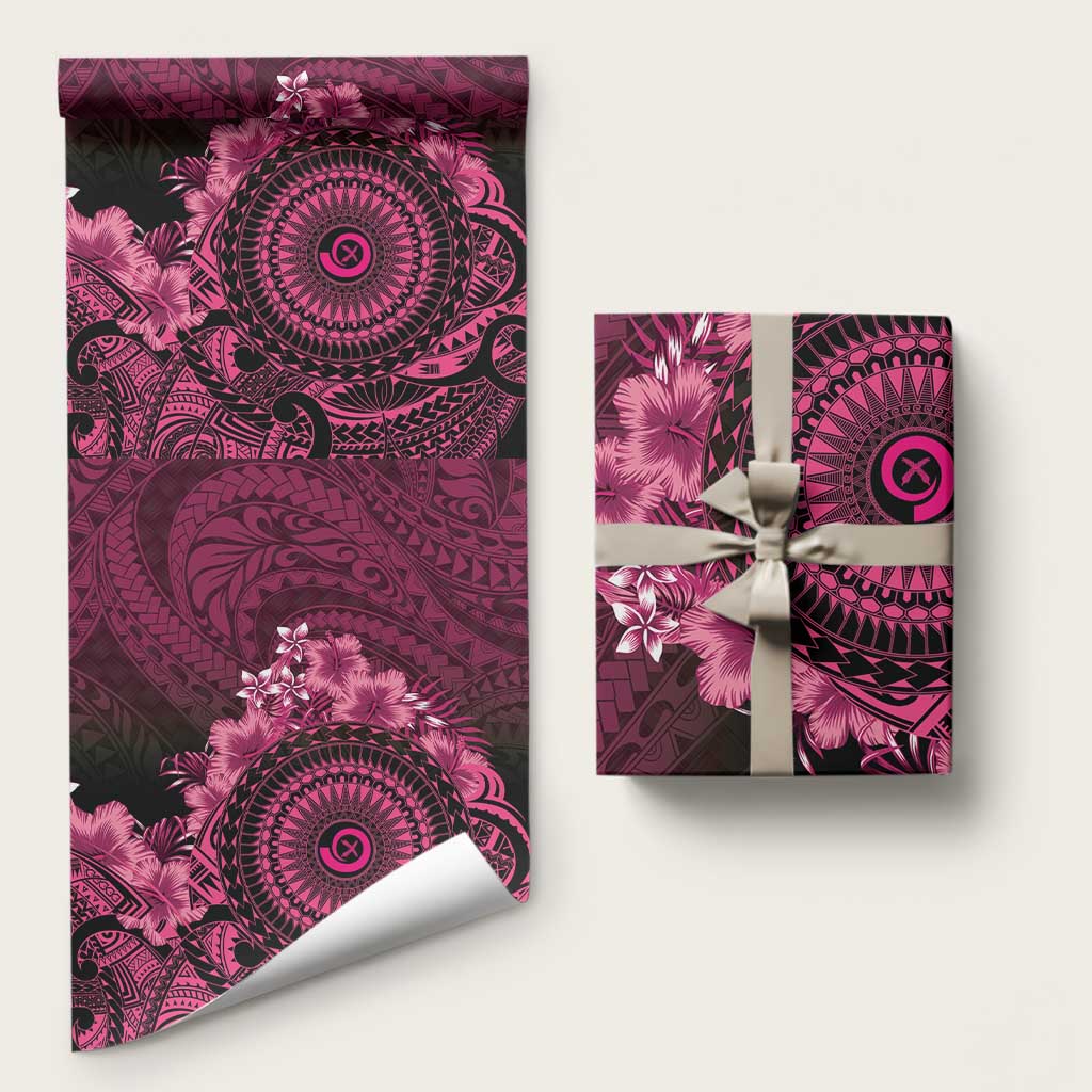 Vanuatu Wrapping Paper Hibisus Polynesian Pattern Pink LT14 58" × 23" Pink - Polynesian Pride
