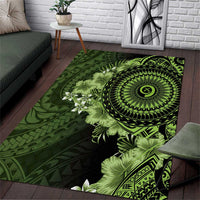 Vanuatu Area Rug Hibisus Polynesian Pattern Green LT14 Green - Polynesian Pride