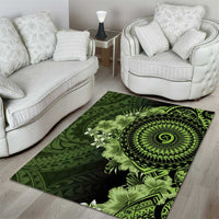 Vanuatu Area Rug Hibisus Polynesian Pattern Green LT14 - Polynesian Pride