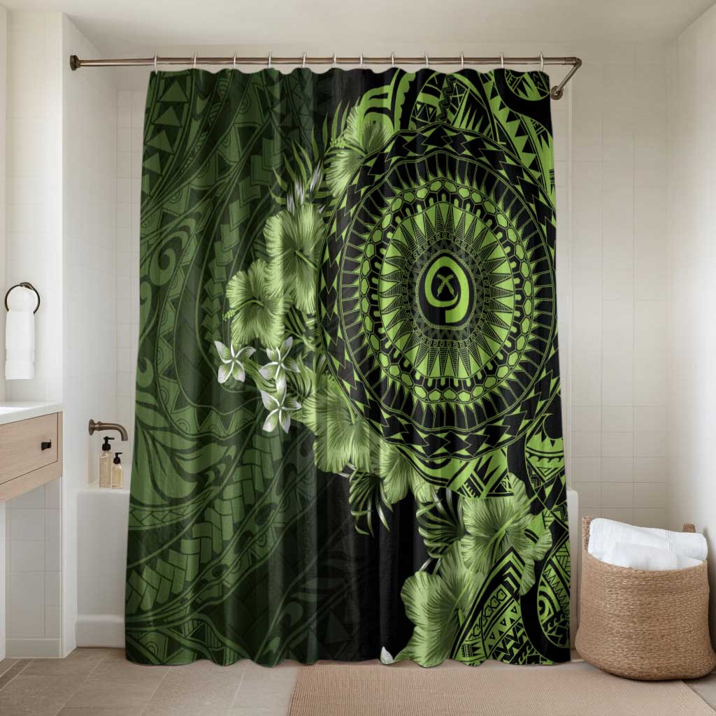 Vanuatu Bathroom Set Hibisus Polynesian Pattern Green - Polynesian Pride