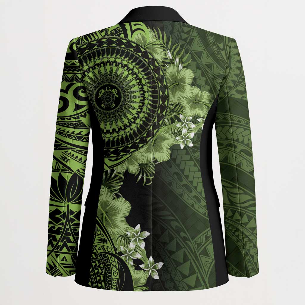 Vanuatu Blazer Hibisus Polynesian Pattern Green LT14 - Polynesian Pride
