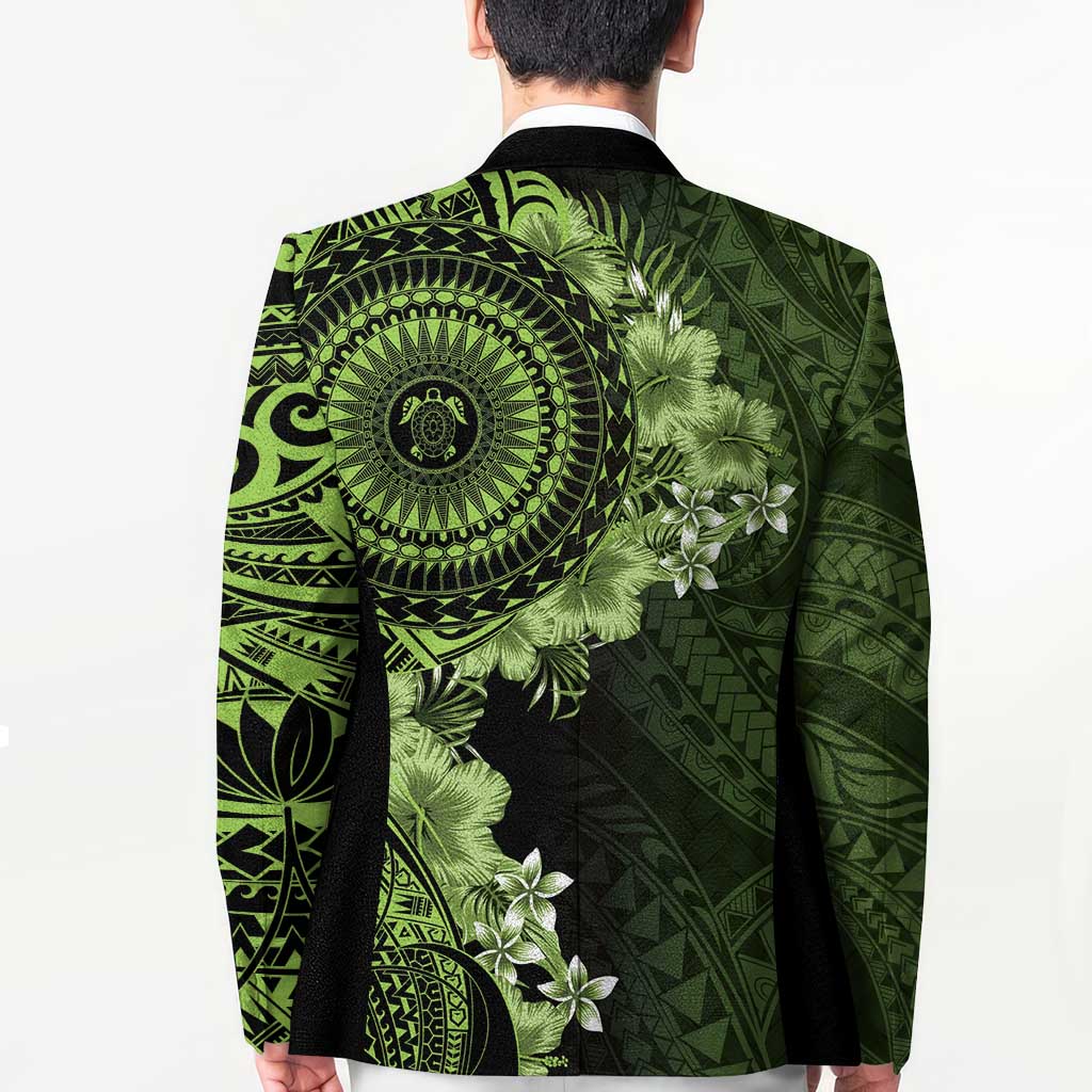 Vanuatu Blazer Hibisus Polynesian Pattern Green LT14 - Polynesian Pride