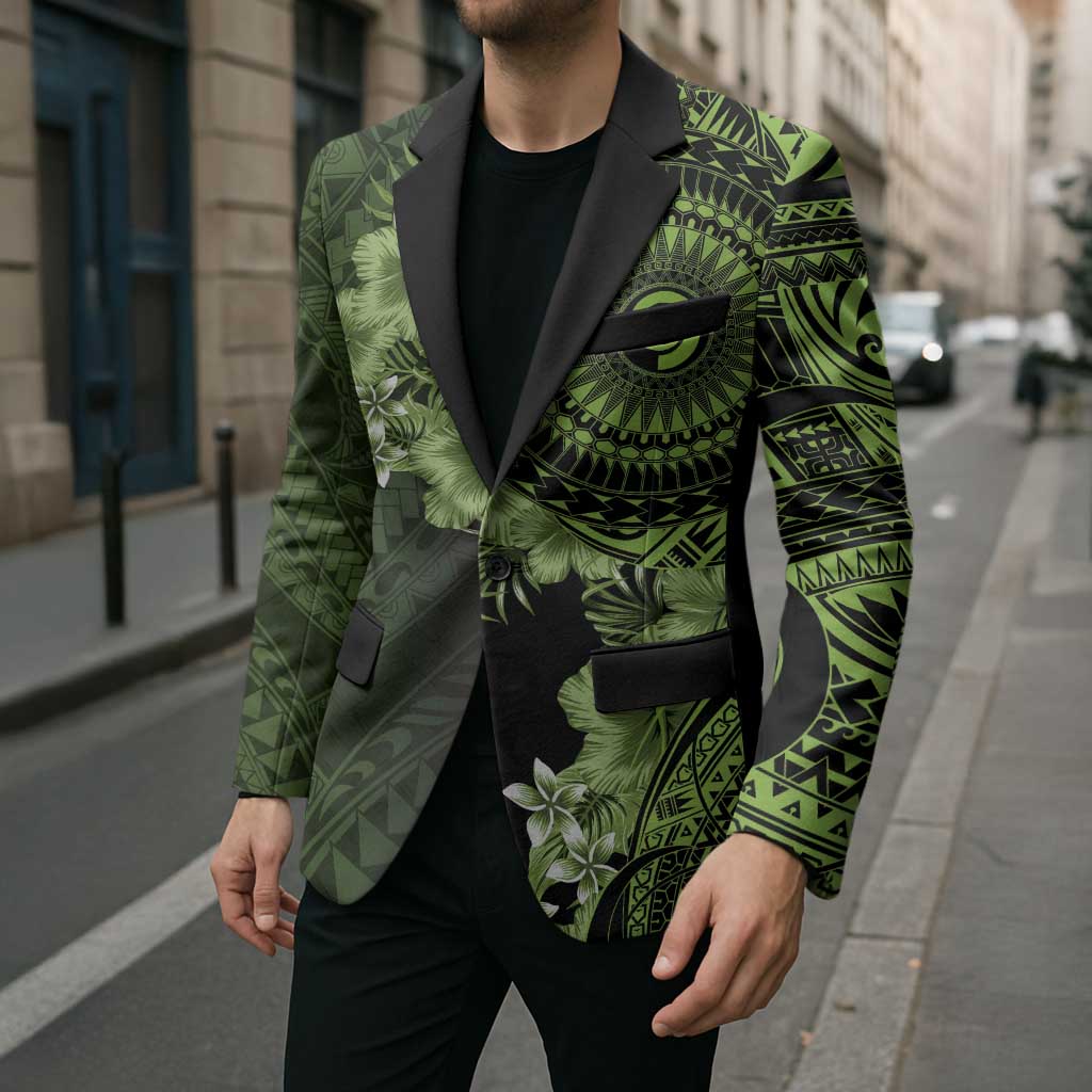 Vanuatu Blazer Hibisus Polynesian Pattern Green LT14 - Polynesian Pride