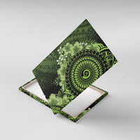 Vanuatu Canvas Wall Art Hibisus Polynesian Pattern Green - Polynesian Pride