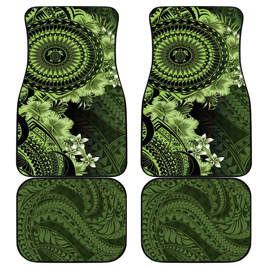 Vanuatu Car Mats Hibisus Polynesian Pattern Green LT14 - Polynesian Pride