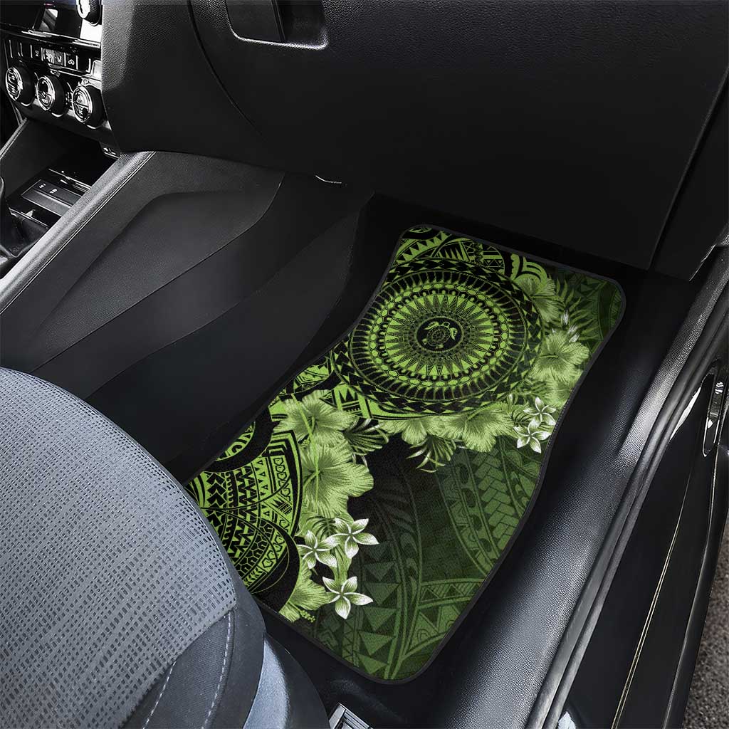 Vanuatu Car Mats Hibisus Polynesian Pattern Green LT14 - Polynesian Pride